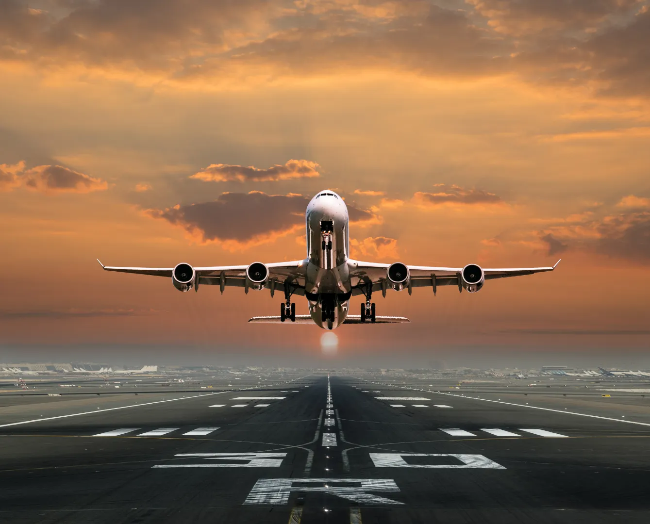 Commercial flight taking off